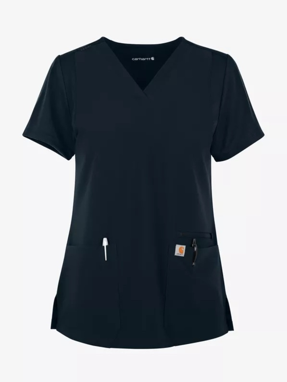 Carhartt Cross-Flex Force 3-Pocket Stretch Knit Panel Navy Blue Scrub Top